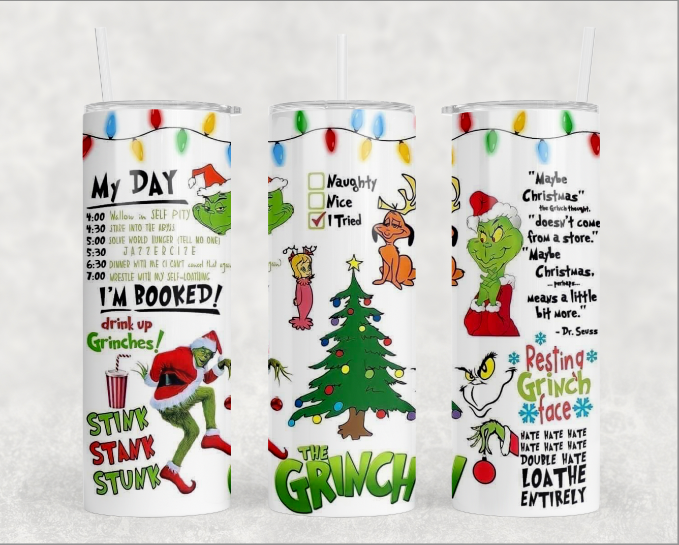 Grinch Glitter Tumbler Maybe Christmas He Thought Doesn't Come